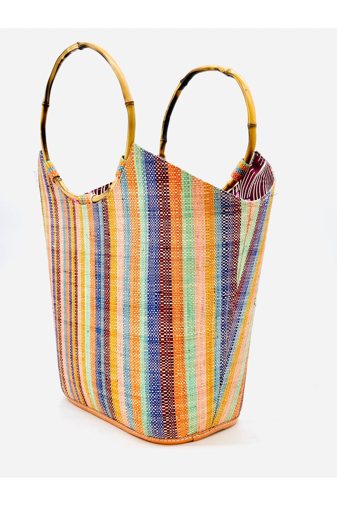 Straw Bag with Bamboo Handles: Taffy