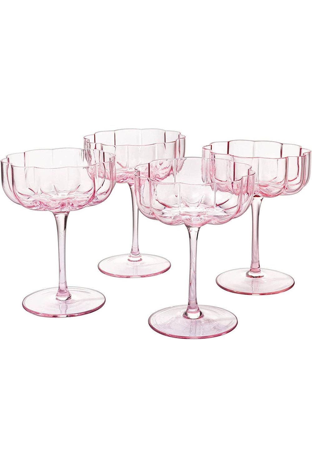 Pink Flower Champagne Coupe s/4
