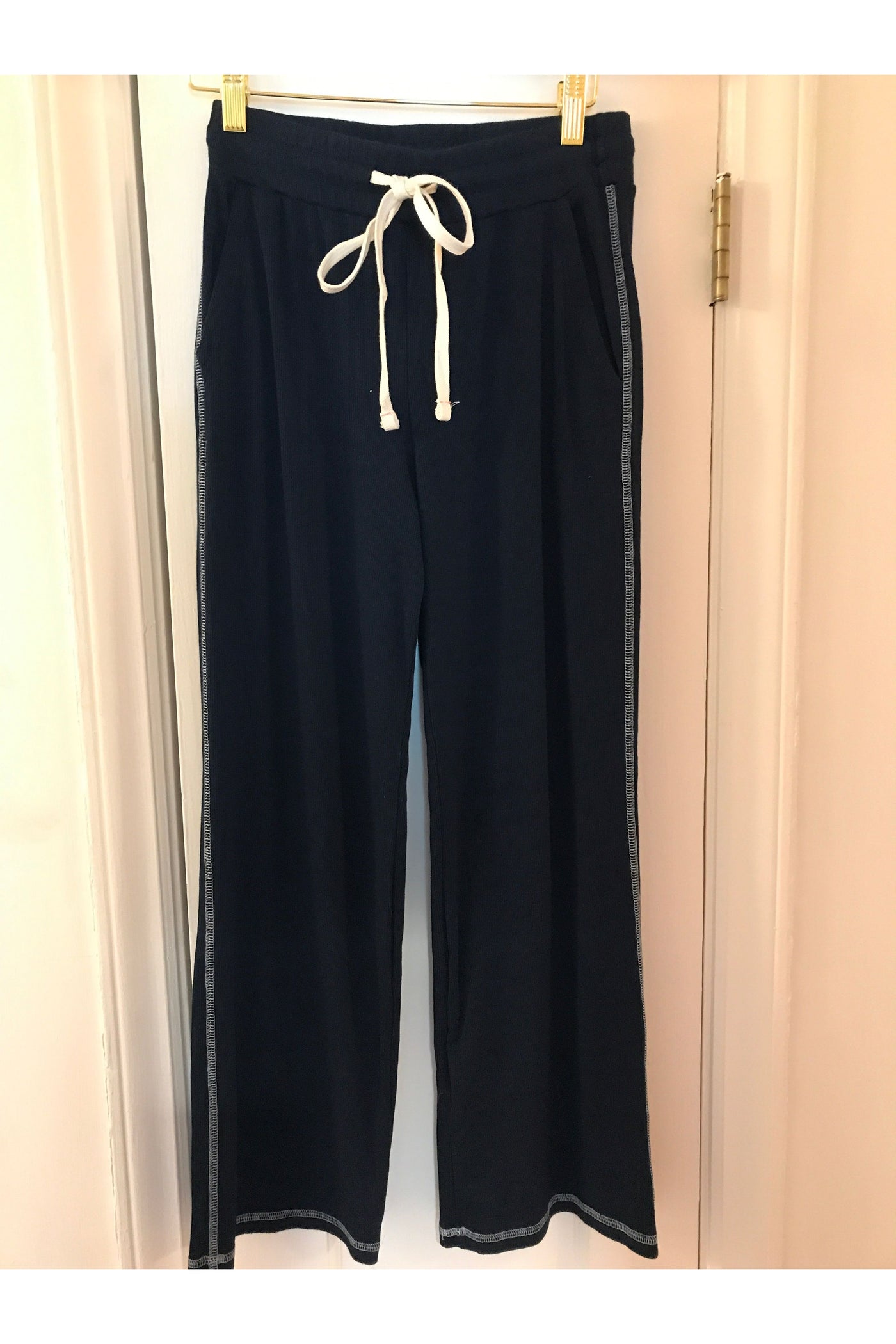 Rib Lounge Crop Flare Navy