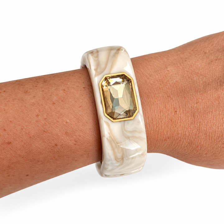 Gemstone Cuff Bangle Bracelet | Ivory