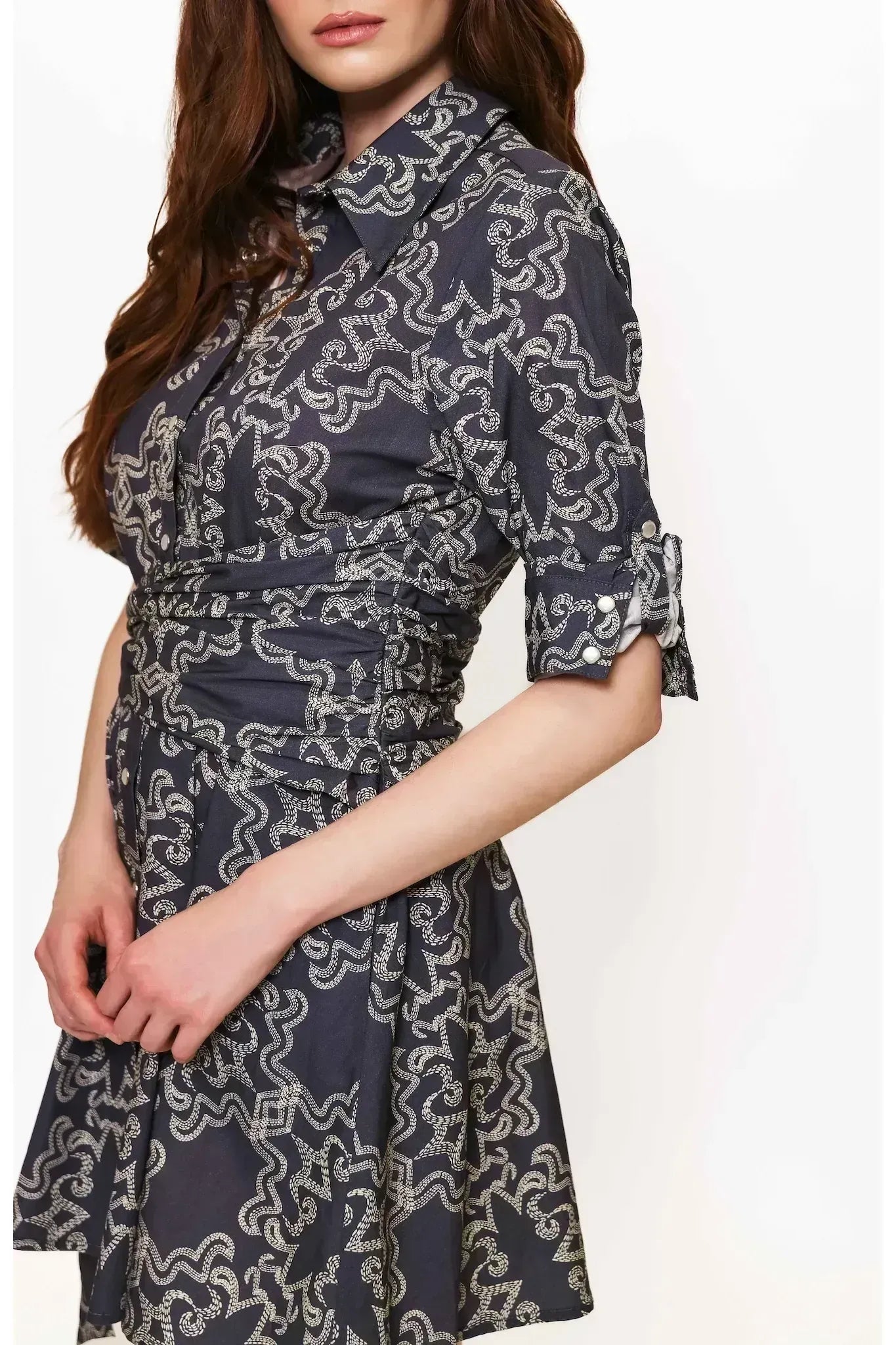 Evelyn Navy Print Dress