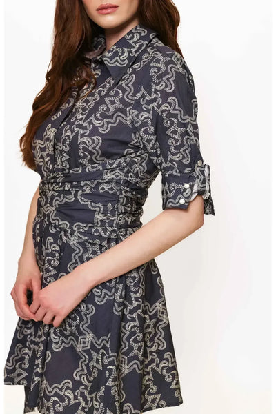 Evelyn Navy Print Dress