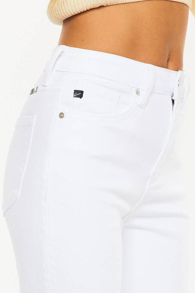 Kan Can USA - OPEN PACK HIGH RISE SLIM STRAIGHT JEANS-KC11252WT: WHITE / 5/26