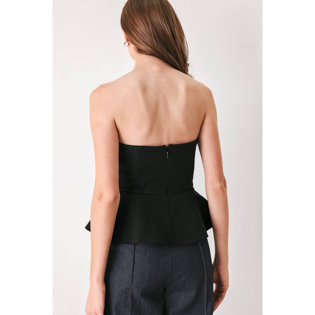 FLYING TOMATO - A solid woven tube top - FT2047 BLACK/BLACK