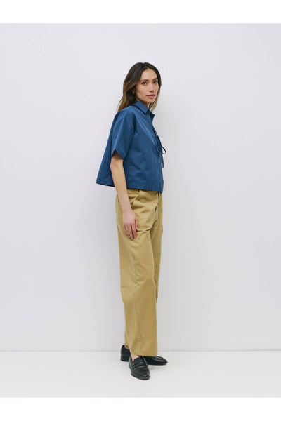 Navy Poplin Top- Dawson