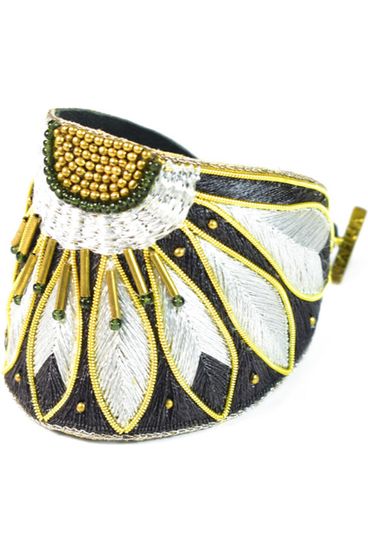 Apache Gold and Silver Embroidered Bracelet Nahua