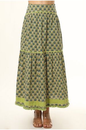Elina Printed Tiered Midi Skirt