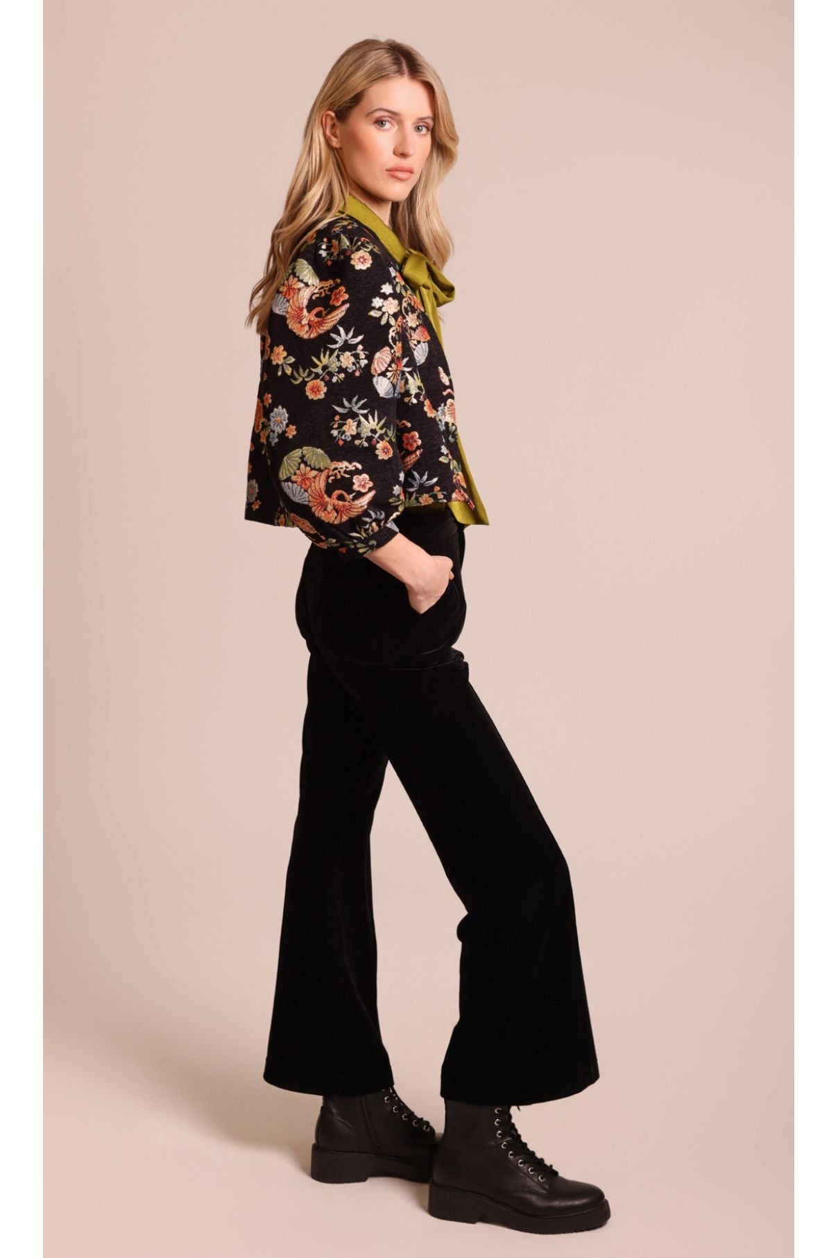 Metallic Print Shrug Jacket