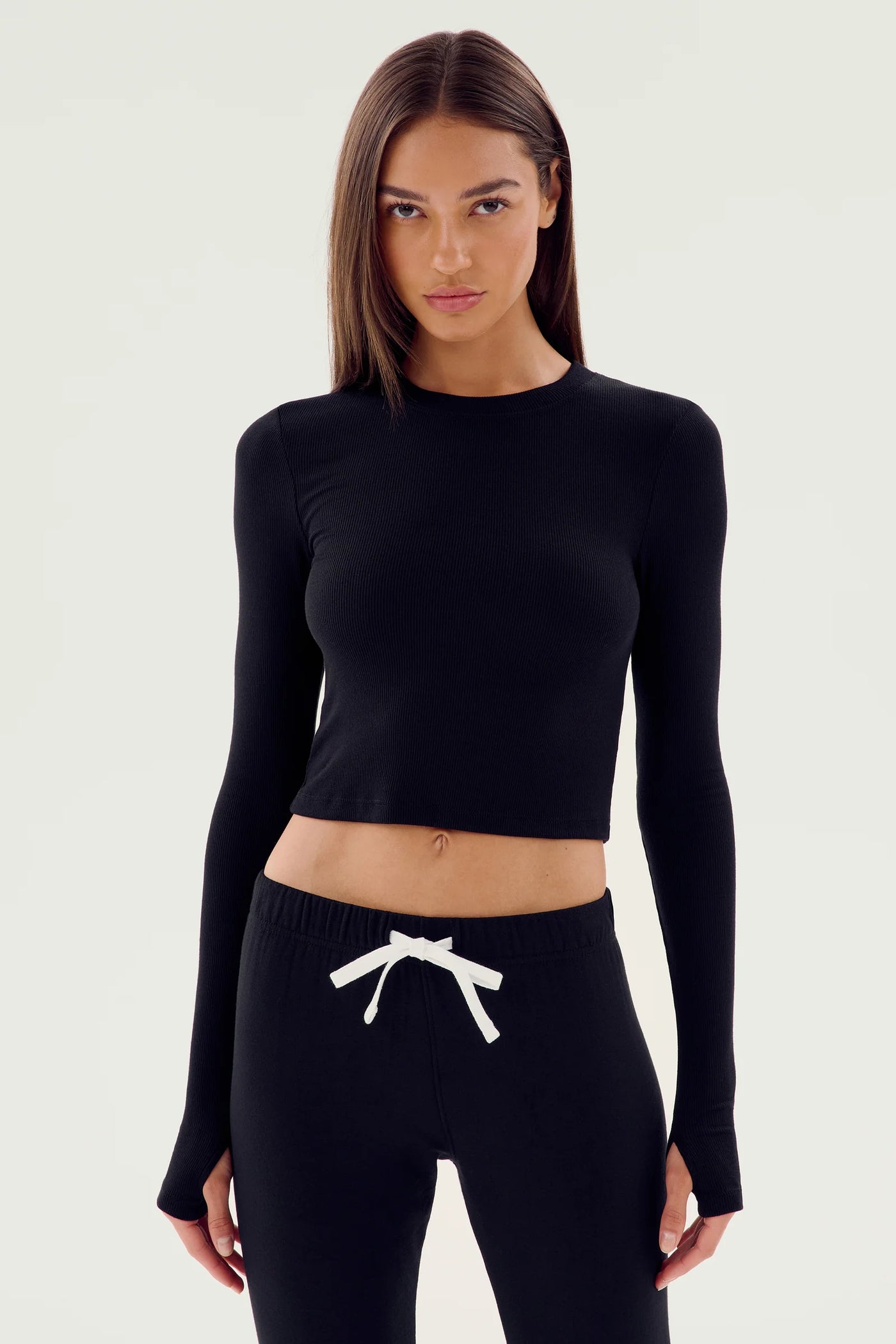 Louise Long Sleeve Crop-Black