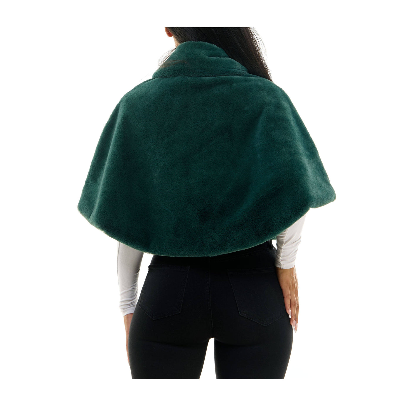 Emerald Luxe Faux Fur cape