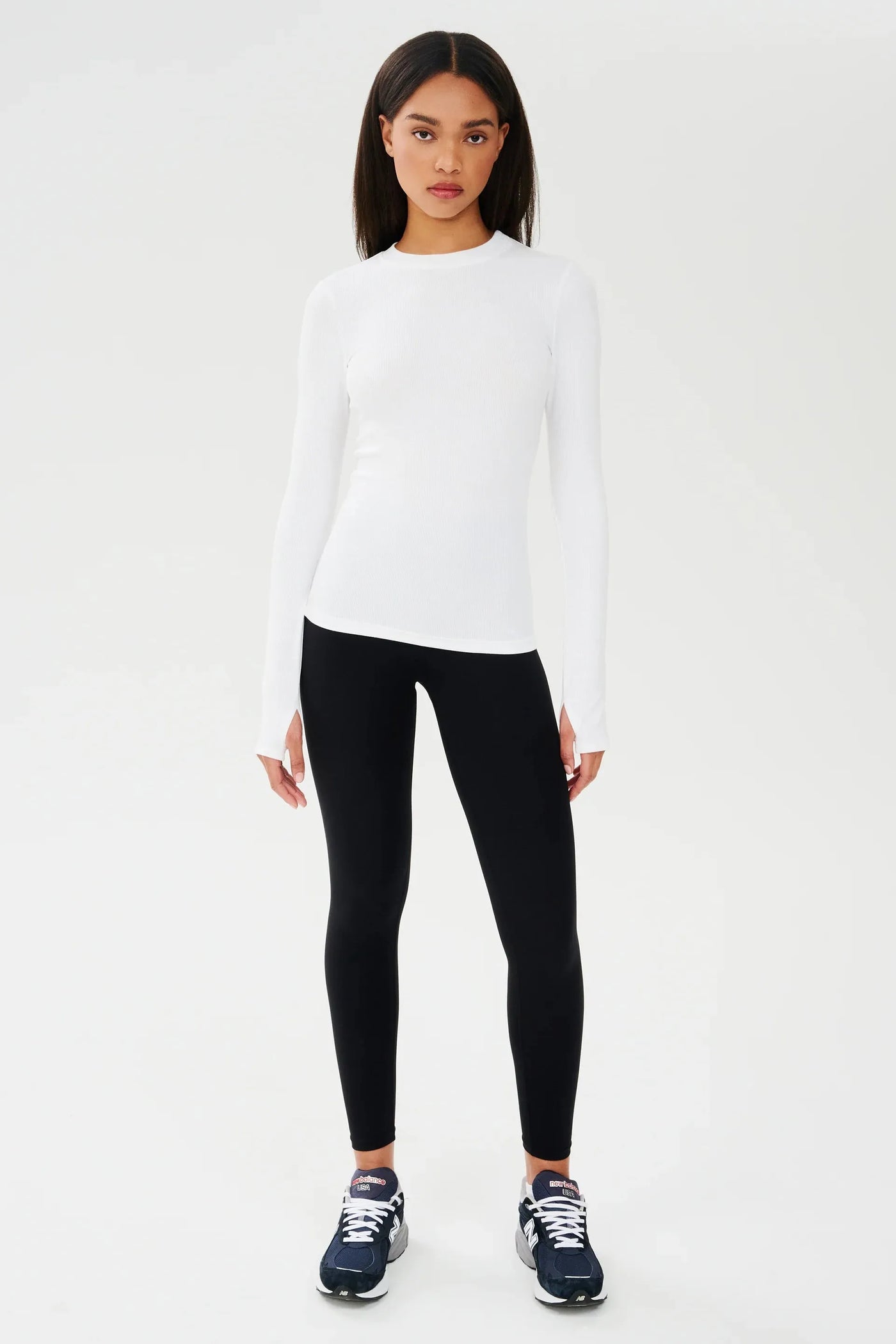 Louise Ribbed Top-White