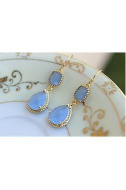 Laalee Jewelry - Blue Two Tier Earrings