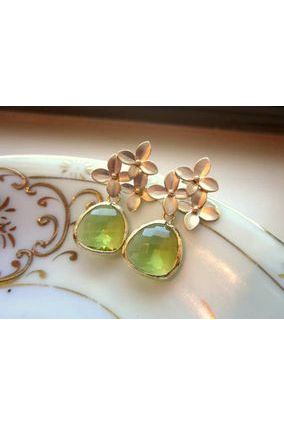 Peridot Cherry Blossom Earrings