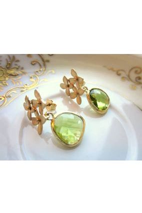 Peridot Cherry Blossom Earrings
