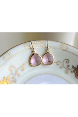 Laalee Jewelry - Light Pink Earrings Blush Gold Plated
