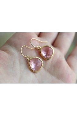 Laalee Jewelry - Light Pink Earrings Blush Gold Plated