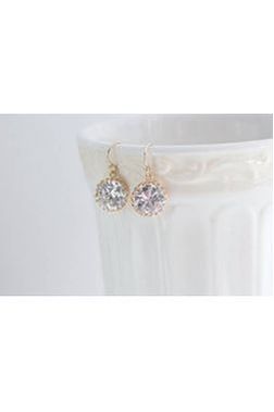 Laalee Jewelry - Gold Crystal Clear Round Earrings