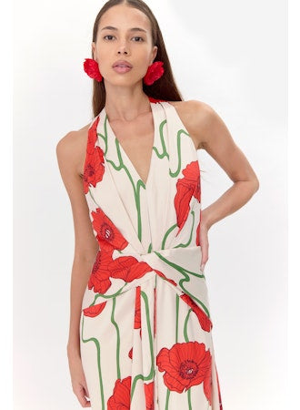 Rosalyn Abstract Rose Print Maxi Dress