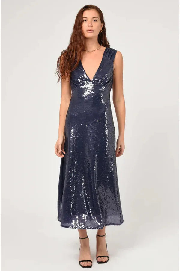 Adelyn Rae Navy Sequin Maxi Dress