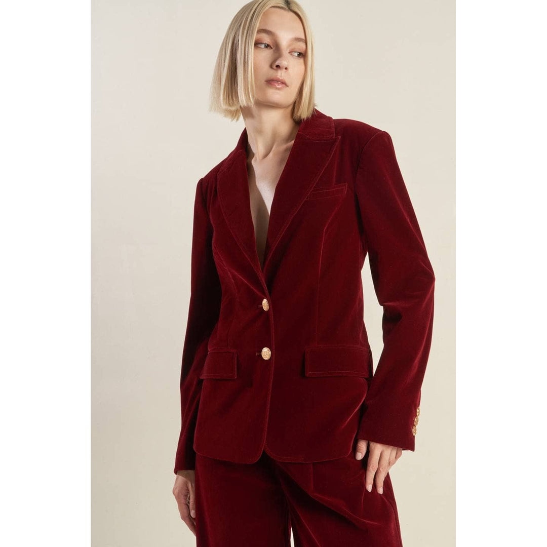 Burgundy Velvet Blazer