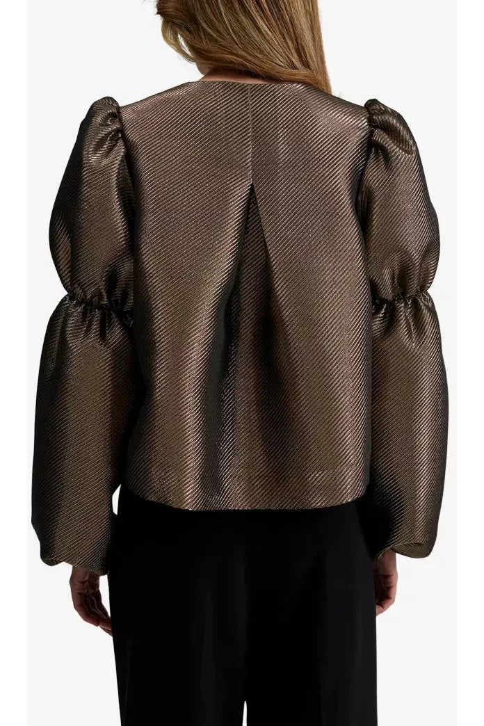 Zoey Pouf Sleeve Blouse-Gold