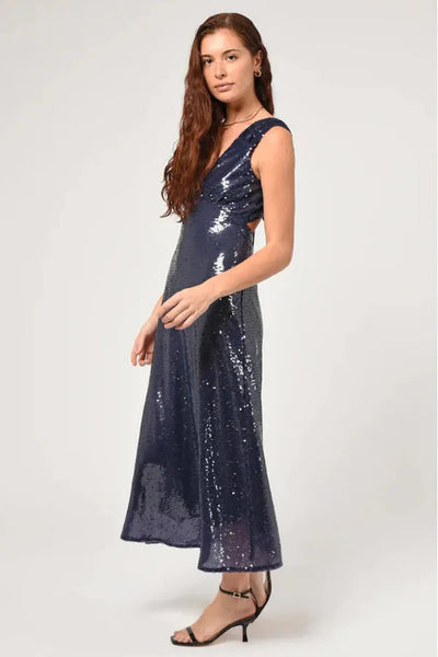 Adelyn Rae Navy Sequin Maxi Dress