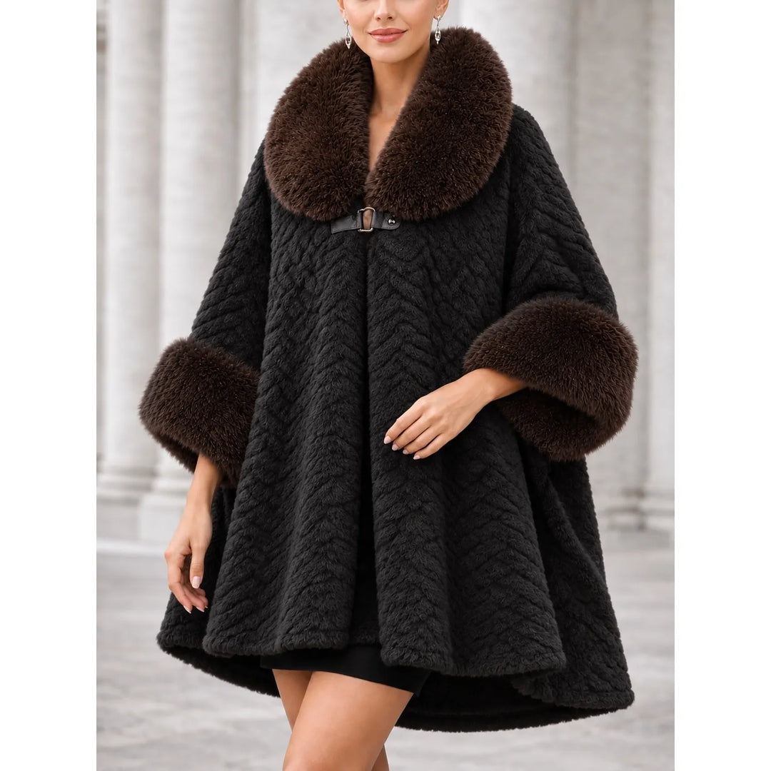 Luxe Faux Fur Cape-Black