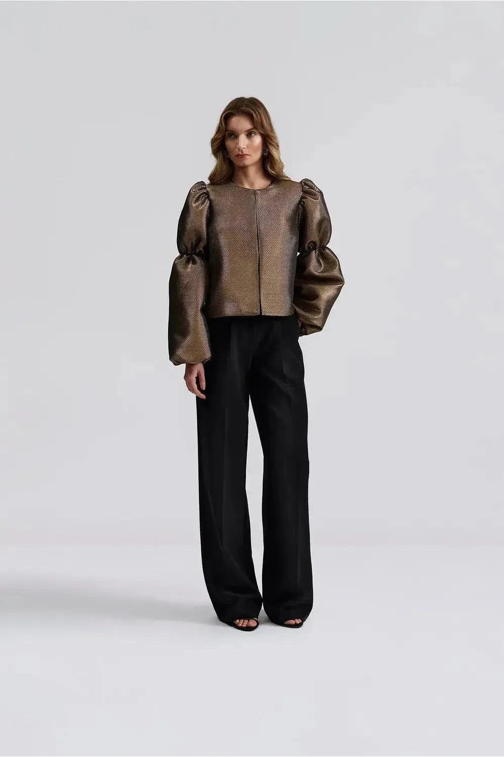 Zoey Pouf Sleeve Blouse-Gold