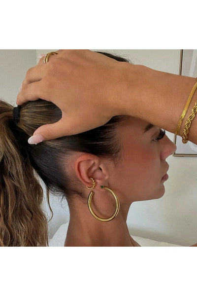 Flora Large Gold Hoop Earrings