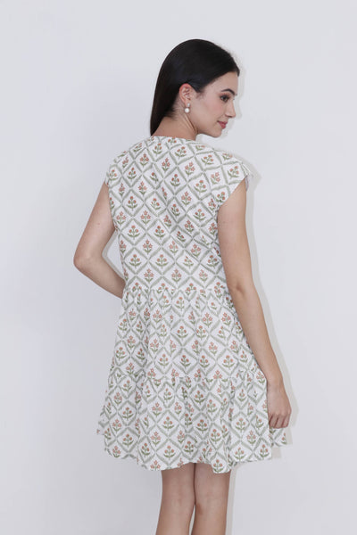 Green and Orange Floral Dress
