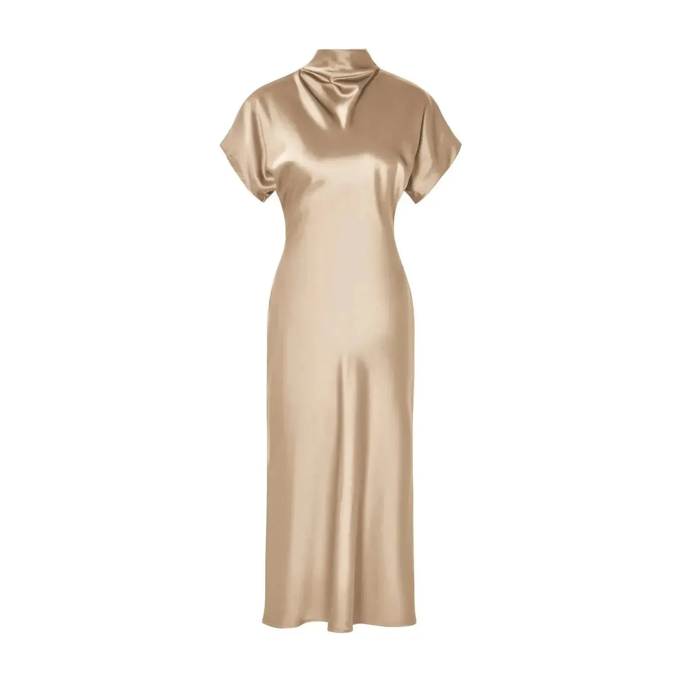 satin midi dress champagne Faithful Nights Satin Midi Dress Champagne