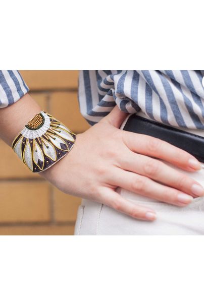 Apache Gold and Silver Embroidered Bracelet Nahua
