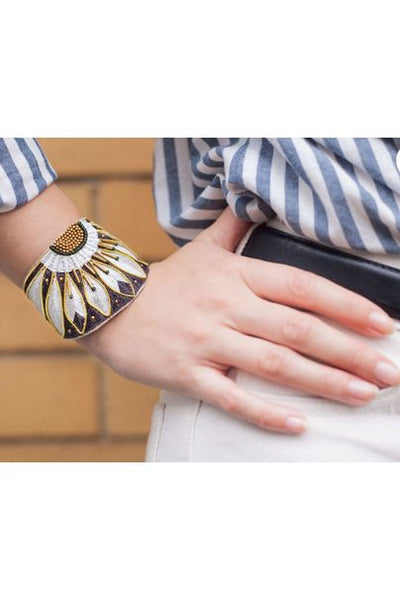 Apache Gold and Silver Embroidered Bracelet Nahua