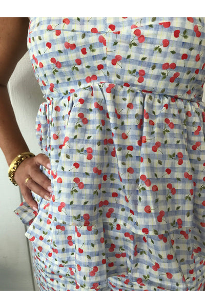 Bella Cherry Check Peplum Ruffle Top