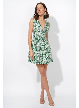 Maris Cotton Crochet Piped Mini Dress