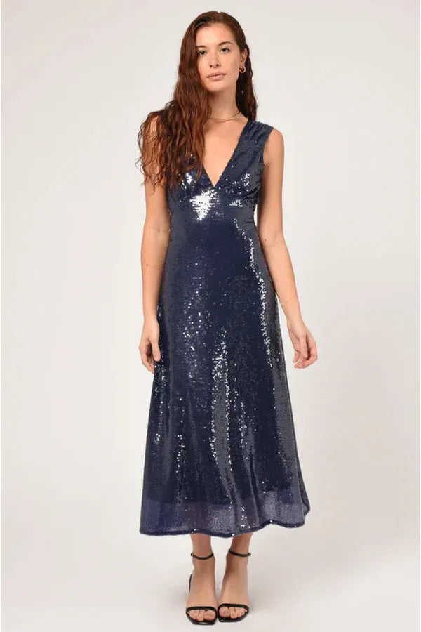 Adelyn Rae Navy Sequin Maxi Dress