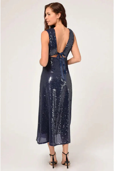 Adelyn Rae Navy Sequin Maxi Dress