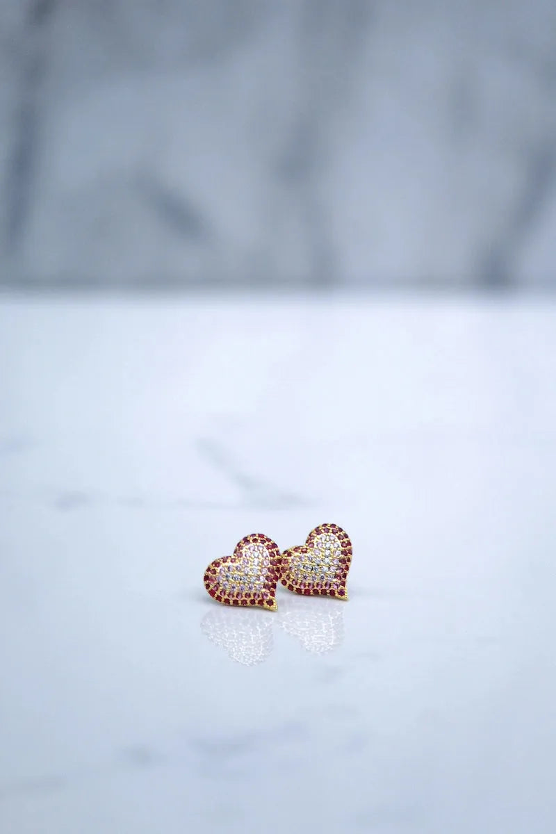 Queen of Hearts Studs-Pink