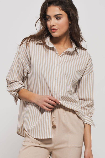 Urban Daizy - Striped Shirt: Light PINK