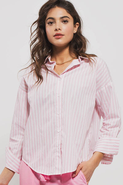 Urban Daizy - Striped Shirt: Light PINK