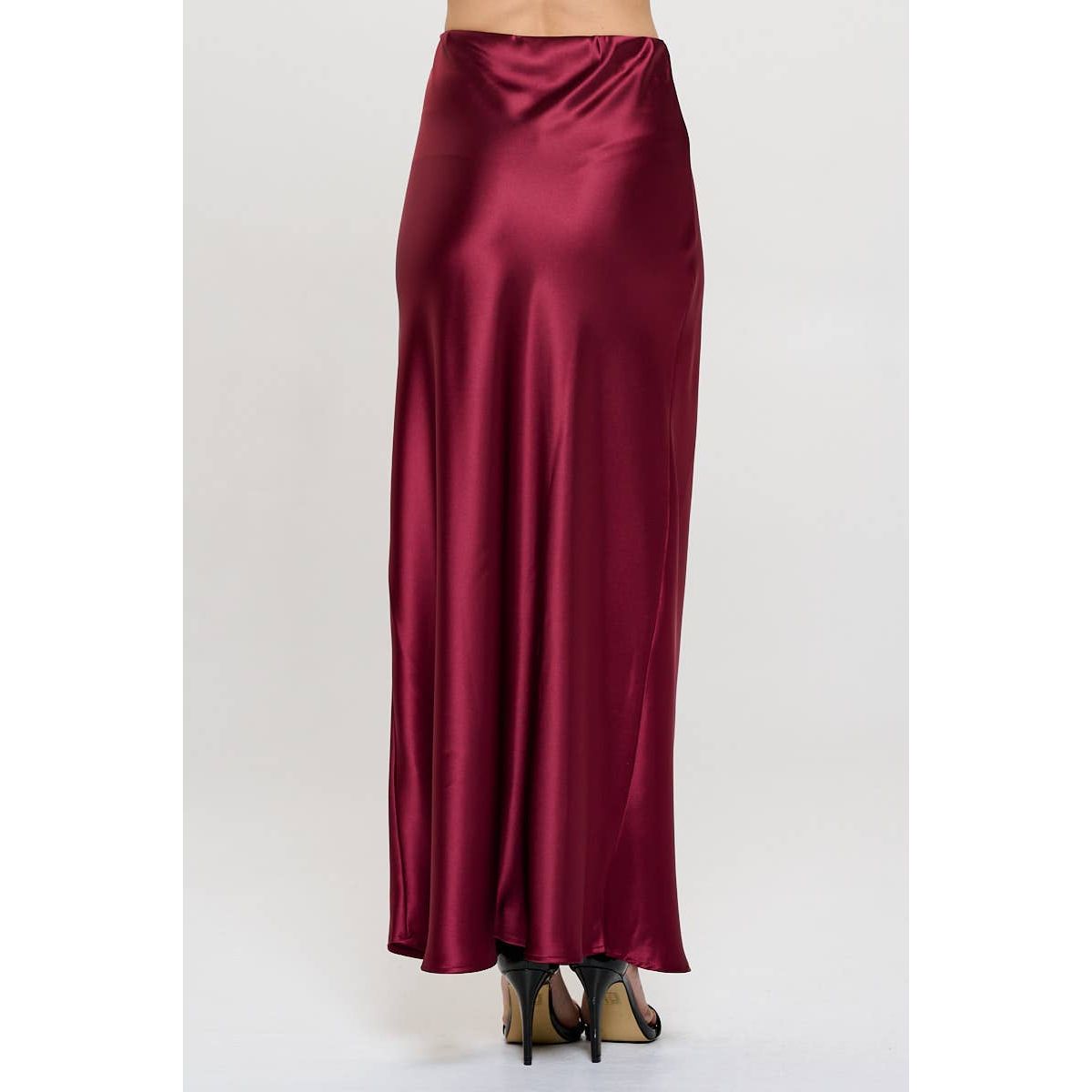 Satin Maxi Skirt Burgandy