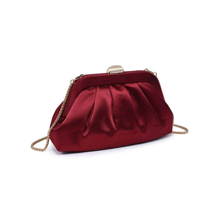 Evening clutch burgundy satin clutch in rich burgundy with gold-tone chain strap and matching clasp