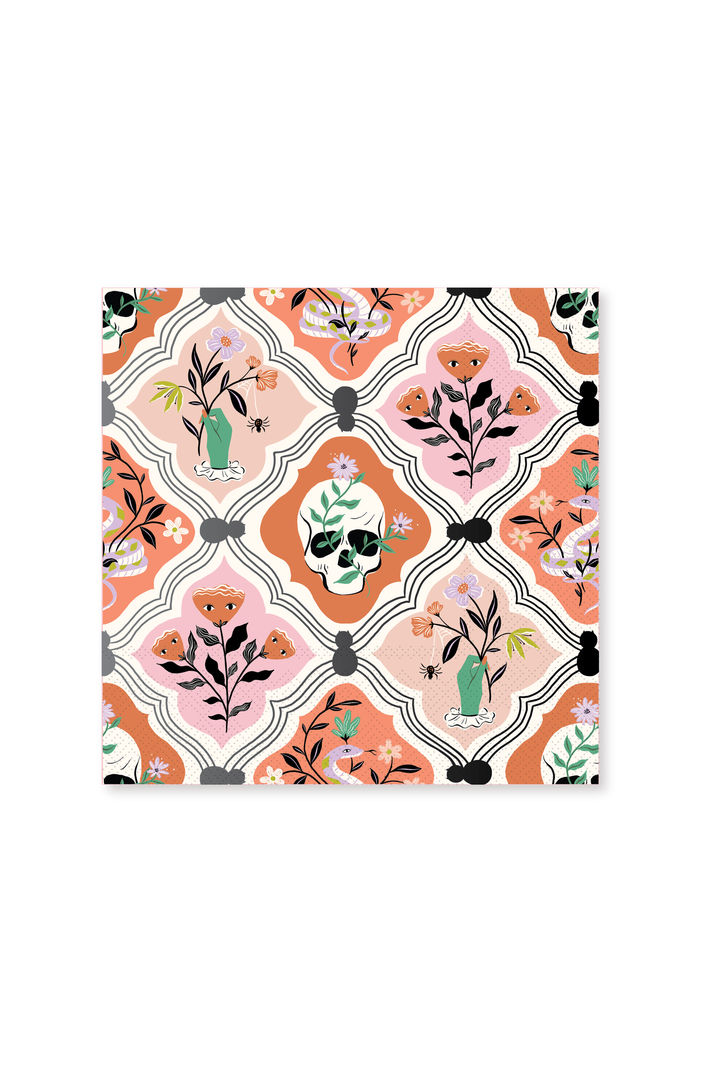 Floral Halloween Skulls & Spiders Dinner Napkins Bonjour Fête