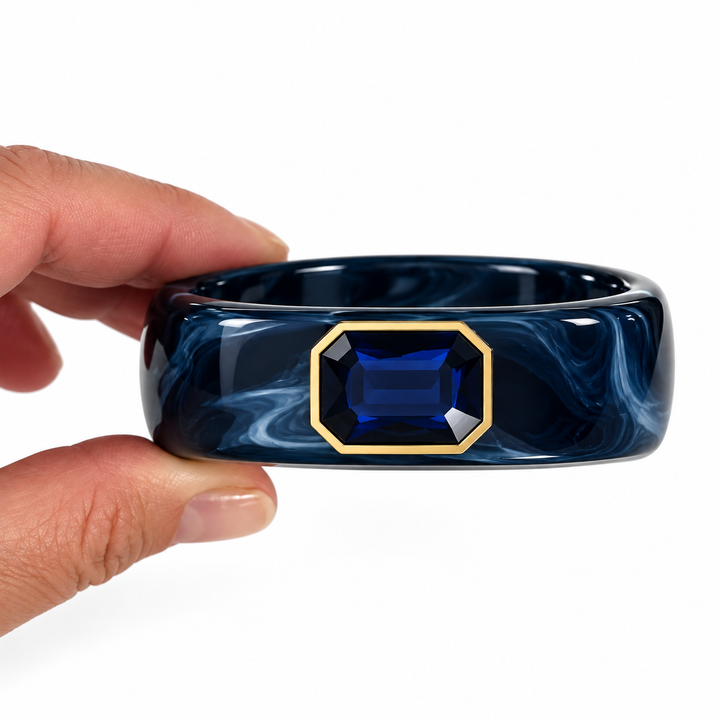 Gemstone Cuff Bangle Bracelet | Navy