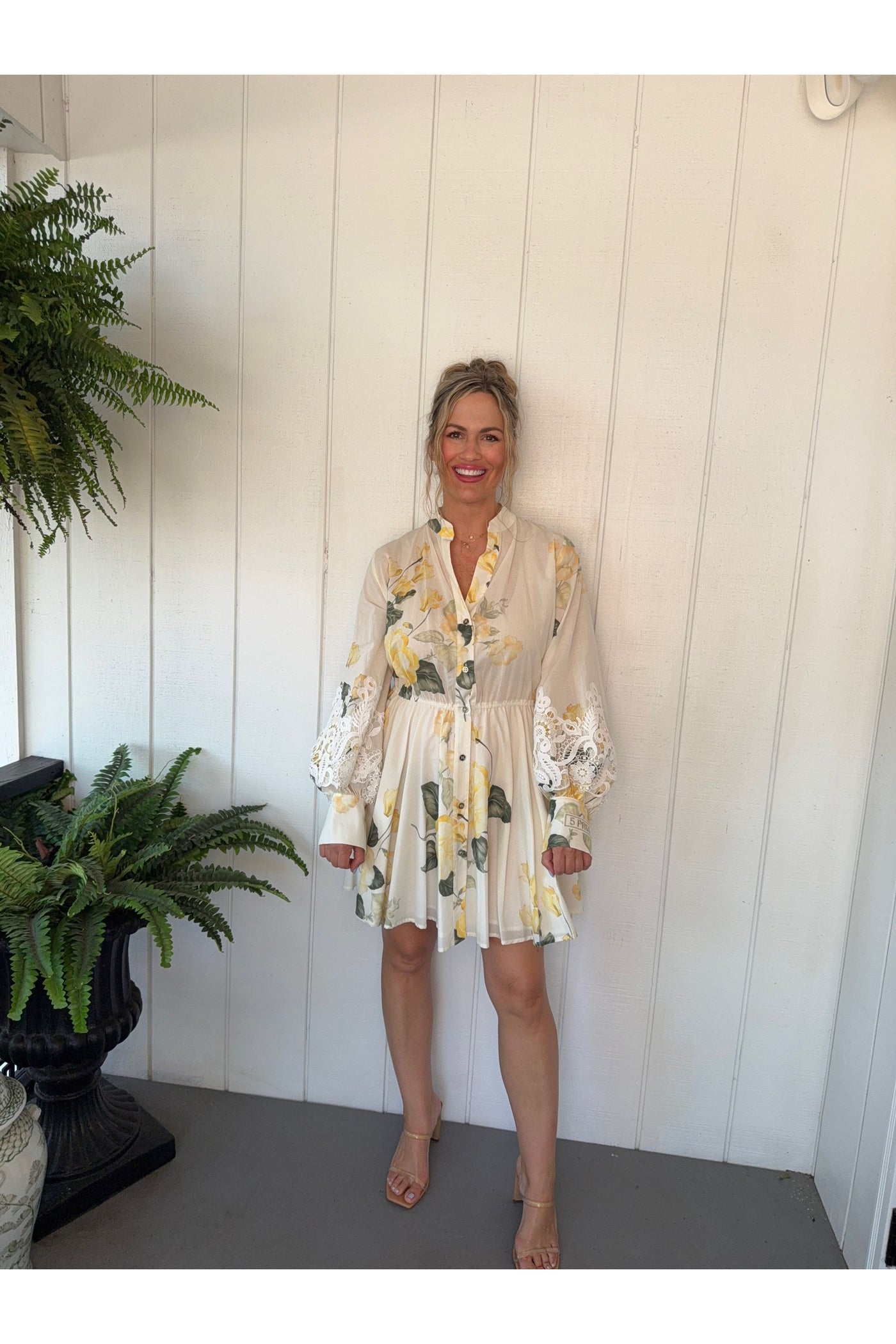 Bohemian Rose Yellow Mini Dress