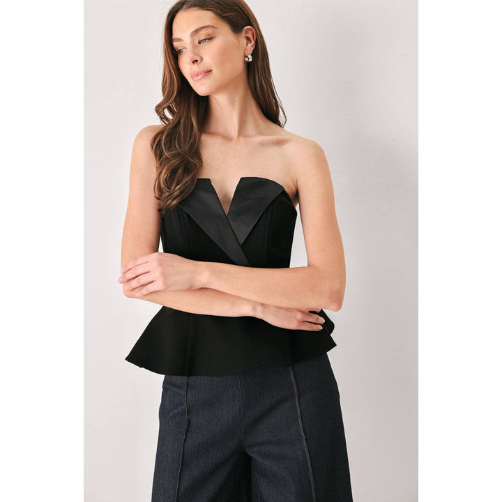 FLYING TOMATO - A solid woven tube top - FT2047 BLACK/BLACK