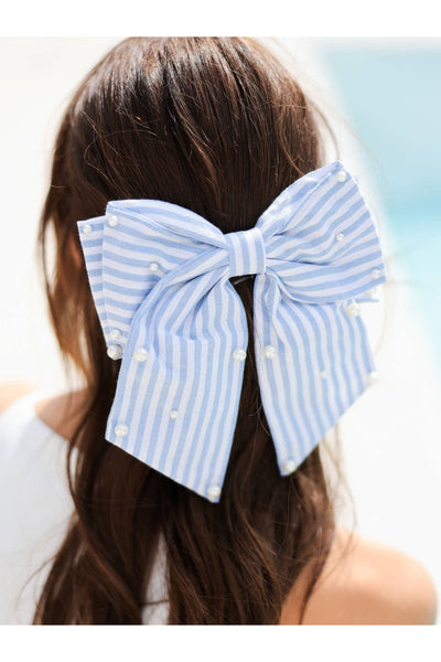 Pearls and Stripes hairbow
