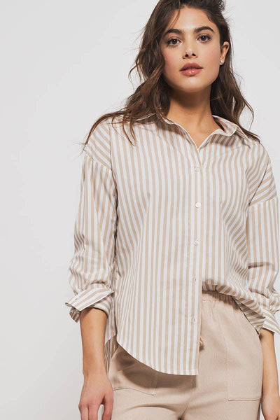 Urban Daizy - Striped Shirt: Light PINK