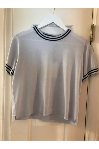 Short Sleeve Sweater with Contrast Trim