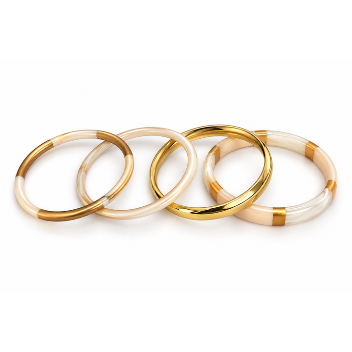 Waterproof Bangle Bracelet Set | Beige